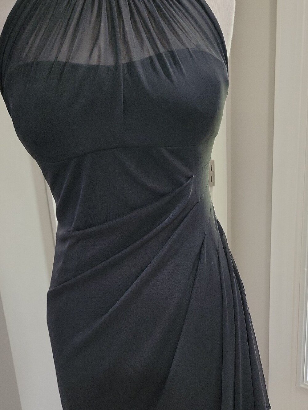 David's Bridal Charcoal Halter Chiffon Maxi Dress - Picture 3 of 10
